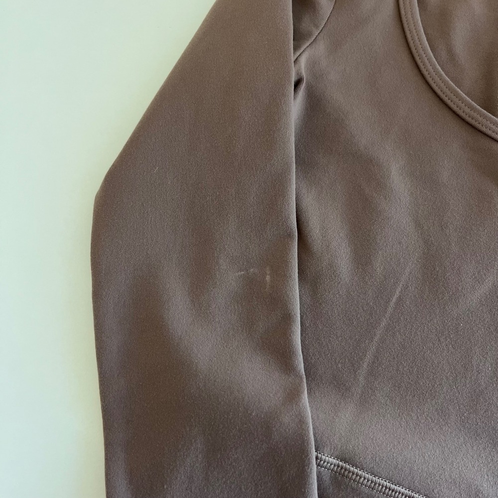 Wilfred‎ Free Aritzia Kaz Romper Long Sleeve Women's XS Brown 3" scoop neck - Picture 7 of 7
